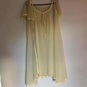 Vintage Sheer Yellow Dress with Ribbon Detail